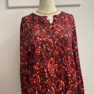 Red flora blouse
